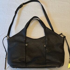 Vince Camuto Convertible Lamb Leather Pleated Tote in Black